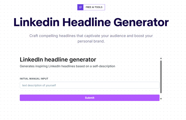LinkedIn Headlines generator AI tool. Copy.ai