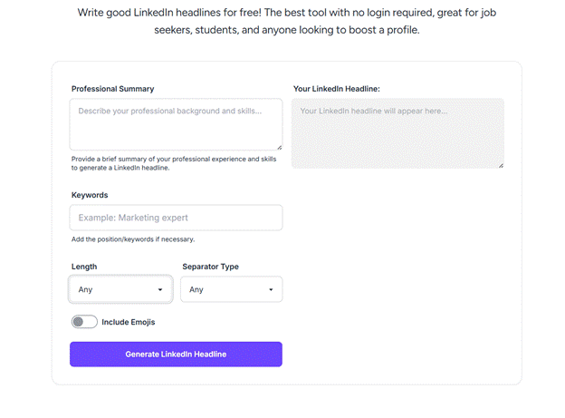LinkedIn Headline Generator Tool.