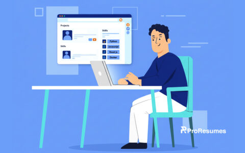 Illustration of a developer creating projects and showcasing skills for software engineer portfolio sites.