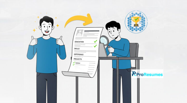 ProResumes illustration explaining how to create an ATS-friendly student resume for job applications.