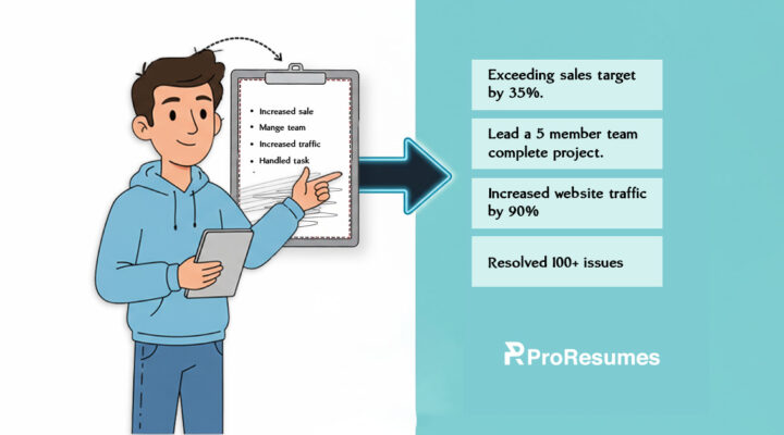 Expert is guiding on how to transform responsibilities into quantifiable achievements on resume.