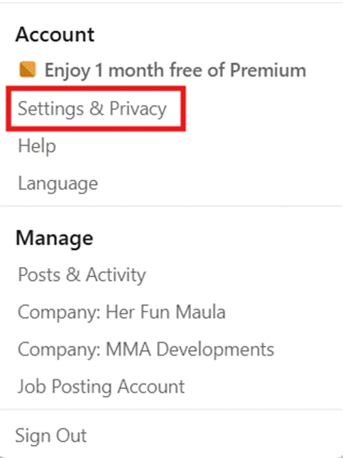 follow button LinkedIn Setting