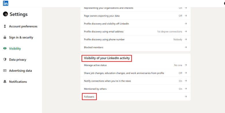 show follow button on linkedin