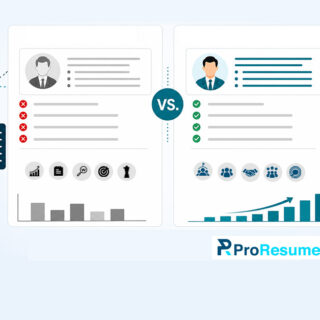 Illustration comparing a generic resume and an ATS-optimized customized resume. The left side shows a resume with red error indicators, limited achievements, and lower performance metrics, representing a generic application. The right side displays a professionally tailored resume with green check marks, highlighted skills, stronger qualifications, and an upward growth chart, representing an ATS-friendly customized resume. A “VS.” symbol separates the two resumes, with ATS and recruitment-related icons emphasizing resume optimization and improved job application success. The ProResumes logo appears at the bottom.