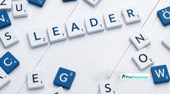 Scrabble-style letter tiles spelling "LEADER" on a white wooden surface, symbolizing thought leadership, professional branding, career growth, and resume success.