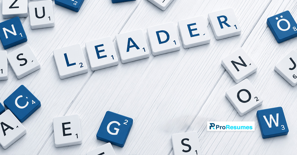 Scrabble-style letter tiles spelling "LEADER" on a white wooden surface, symbolizing thought leadership, professional branding, career growth, and resume success.