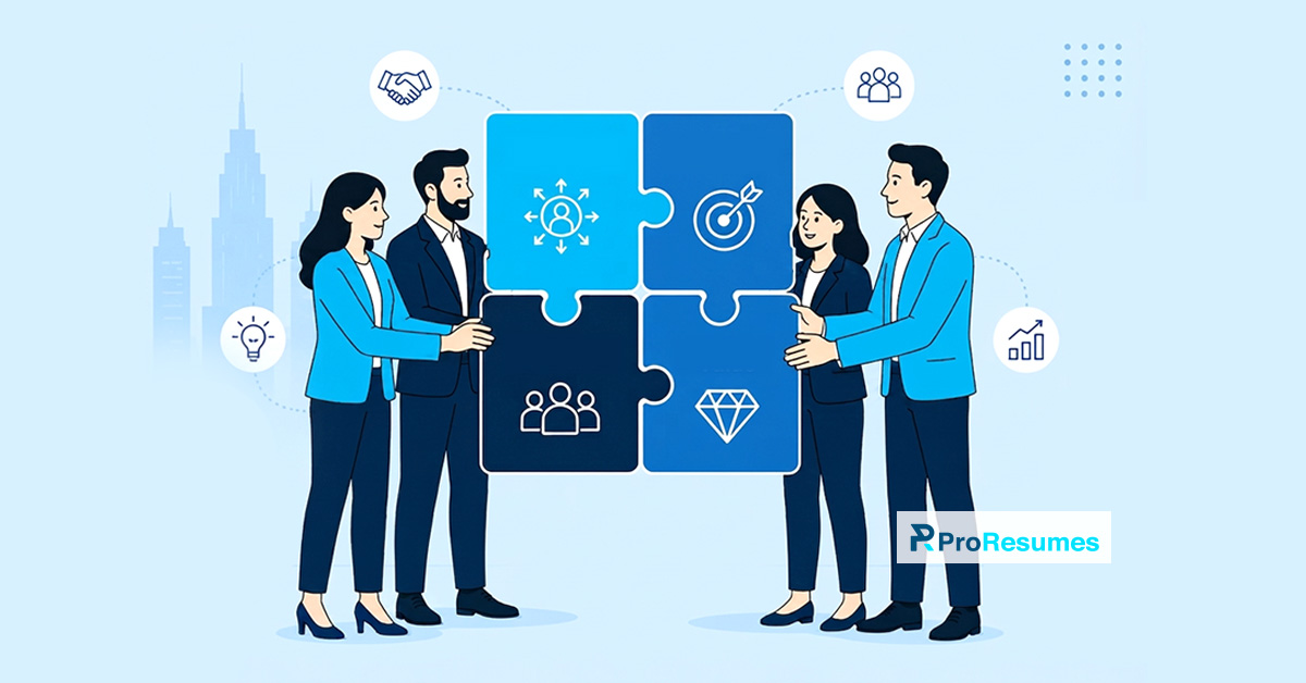 Company values interview illustration featuring teamwork, cultural fit, organizational alignment, and employee collaboration.